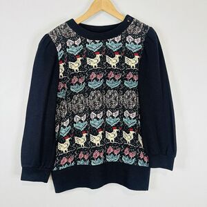 Vintage Act 1 New York Wool Knit Farm Print Crewneck Medium